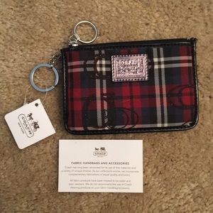 Coach wallet. NWT black red white and blue plaid